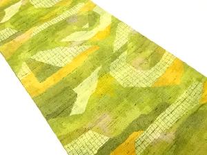 節紬　抽象模様織り出し　名古屋帯